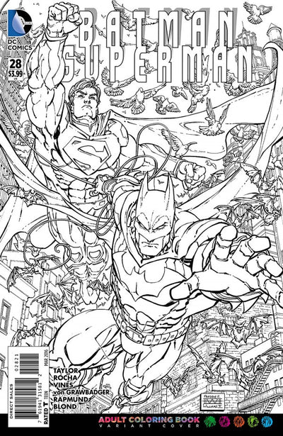 Batman / Superman #28 (2016) - Freddie E. Williams II Adult Coloring Book Variant