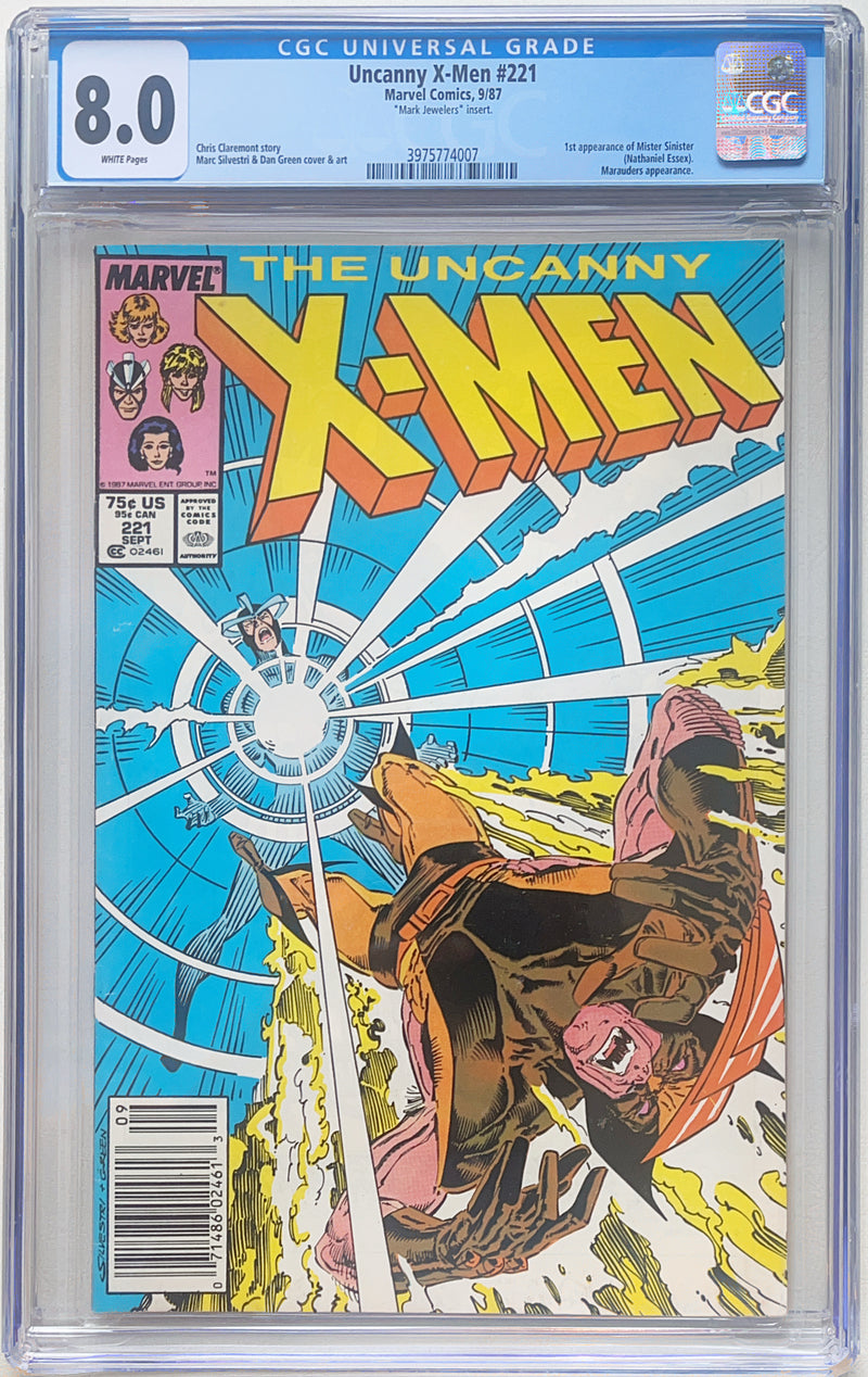 Uncanny X-Men #221 Newsstand Edition, Mark Jewelers insert (1987) - CGC 8.0