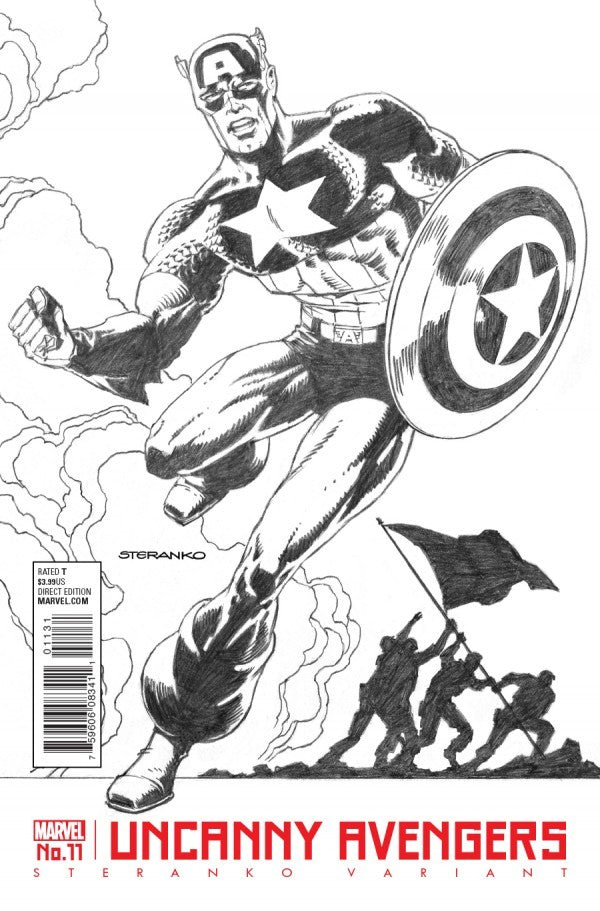 Uncanny Avengers #11 (2016) - Jim Steranko Black & White Captain America Variant