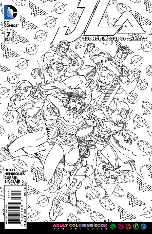 Justice League of America #7 (2016) - Cully Hamner Adult Coloring Book Variant