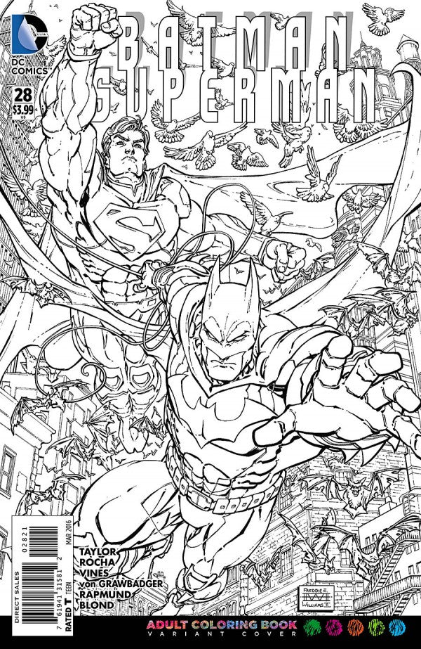 Batman / Superman #28 (2016) - Freddie E. Williams II Adult Coloring Book Variant